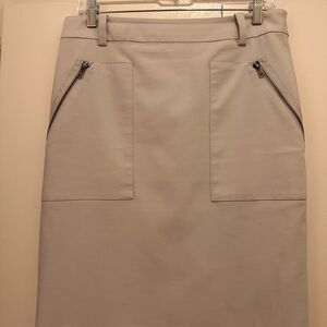 Ann Taylor Cream Pencil Skirt with Zipper Details